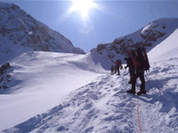 Heavy packs and lots of snow on the way up to Denali high camps…